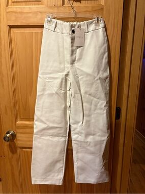 Mulla white high-waisted wide-leg faux leather pants women’s M NWT